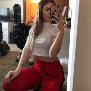 Forever 21 red and black joggers
